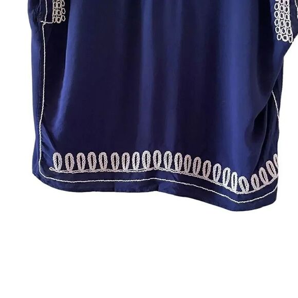 ZOY  Women’s Navy Embroiderer Crewneck Short Sleeves Blouse SZ XXL #1072 - Picture 4 of 13